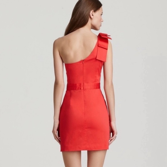 French Connection Red Wizard Bow One Shoulder Dress - Picture 2 of 5